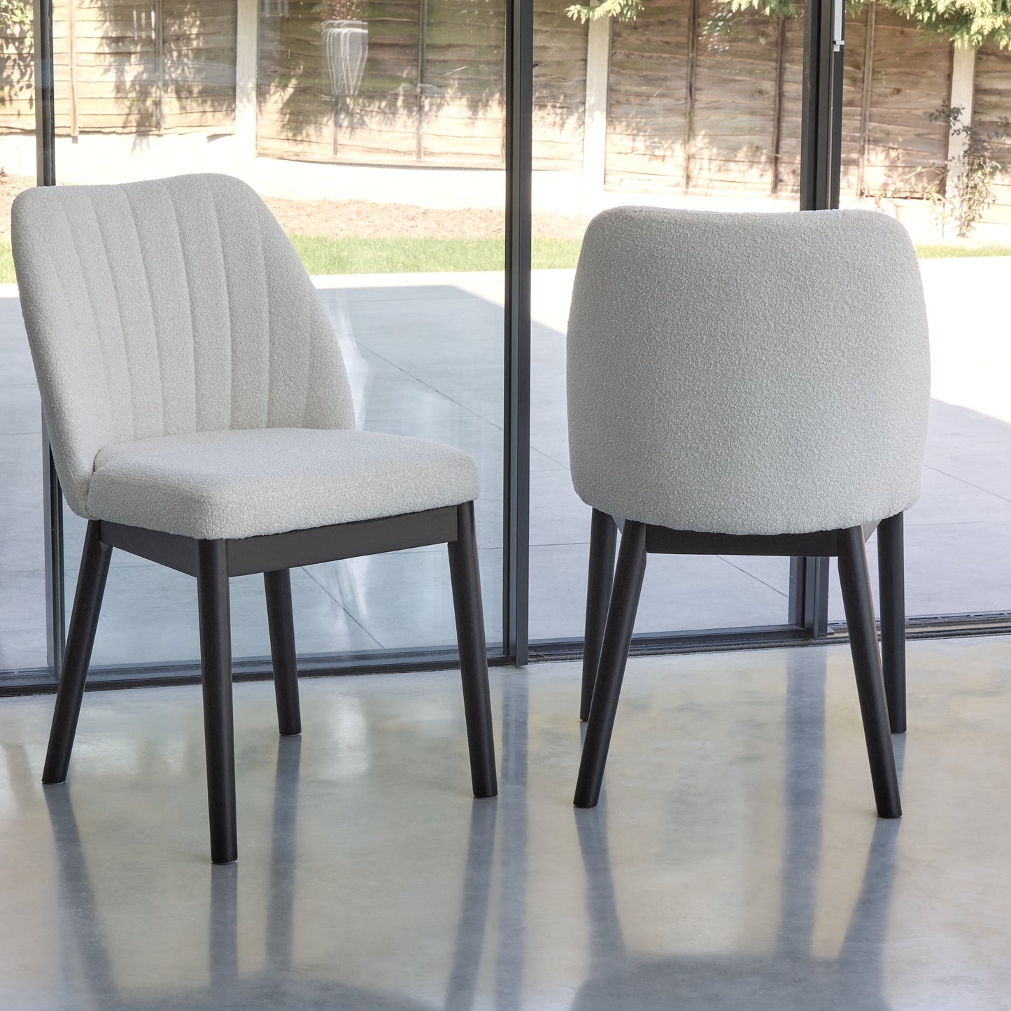 Light Beige Boucle Dining Chairs
