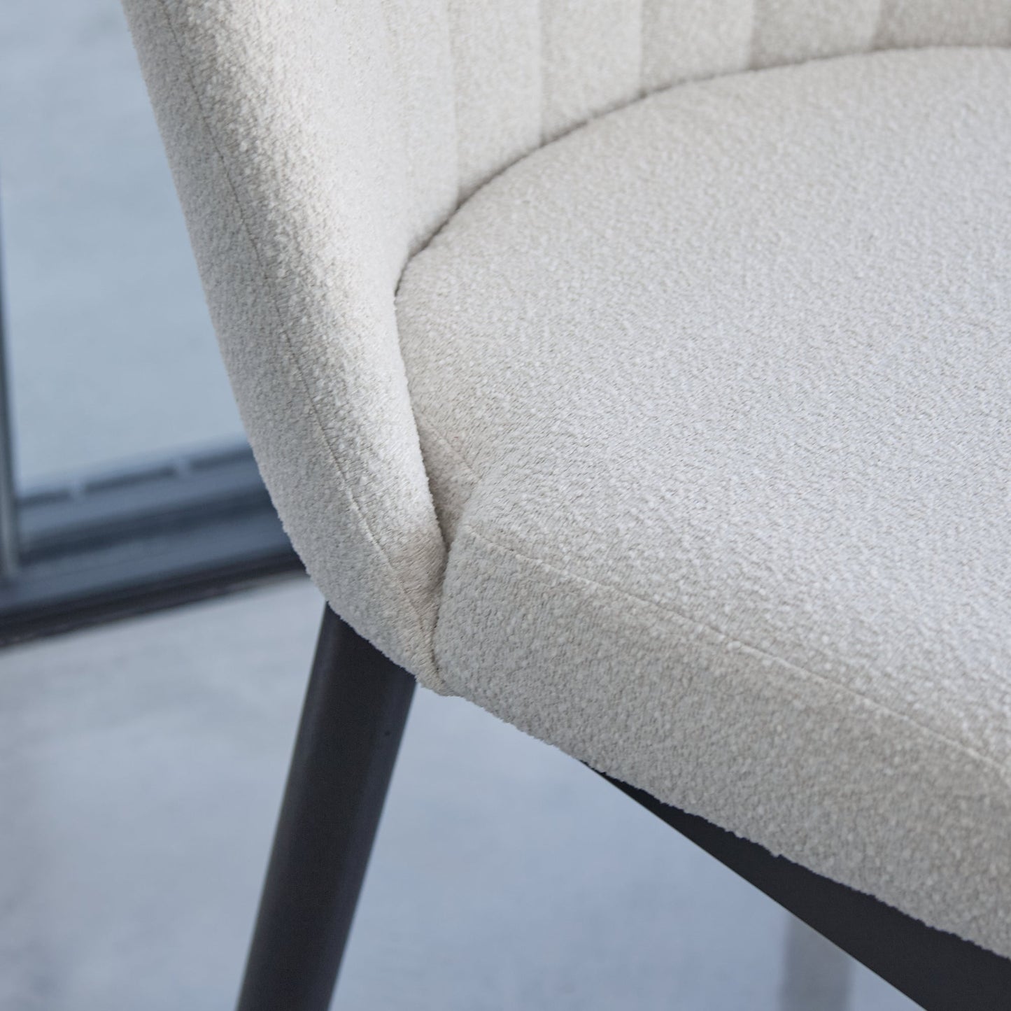 Light Beige Boucle Dining Chairs