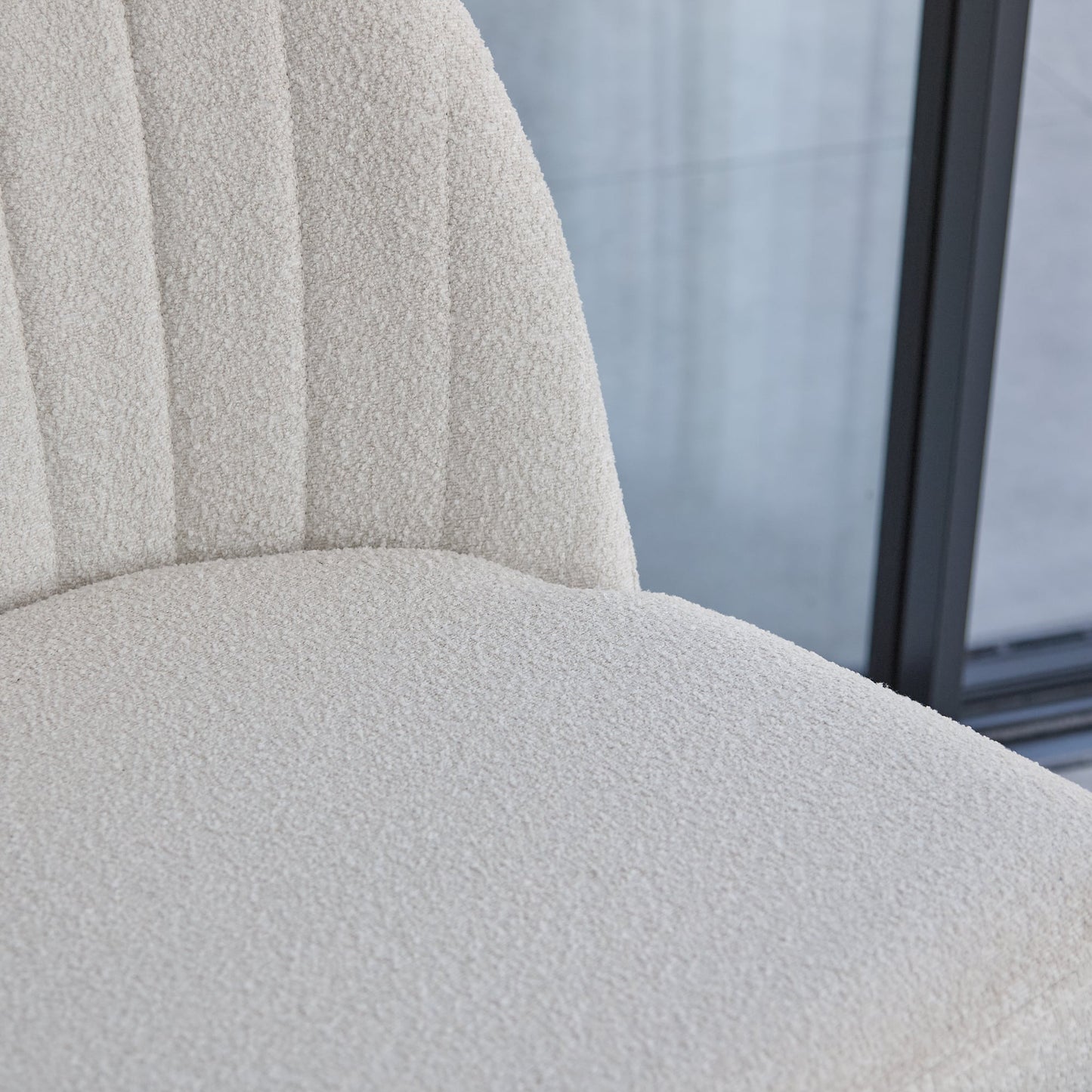 Light Beige Boucle Dining Chairs