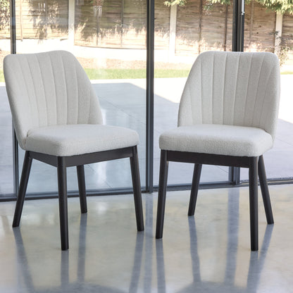 Light Beige Boucle Dining Chairs