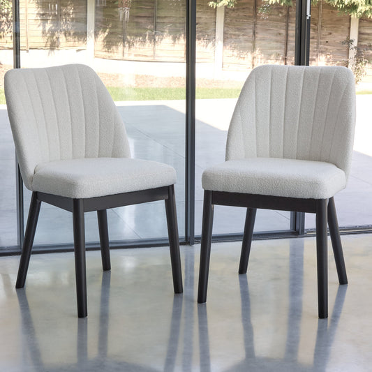 Light Beige Boucle Dining Chairs